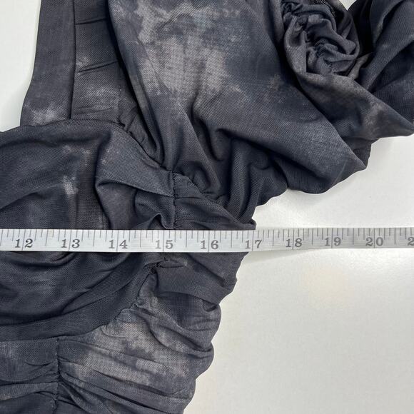 Free People NWT All Night Black Combo Sheer Long Sleeves Ruched Blouse Size XL - Picture 12 of 16